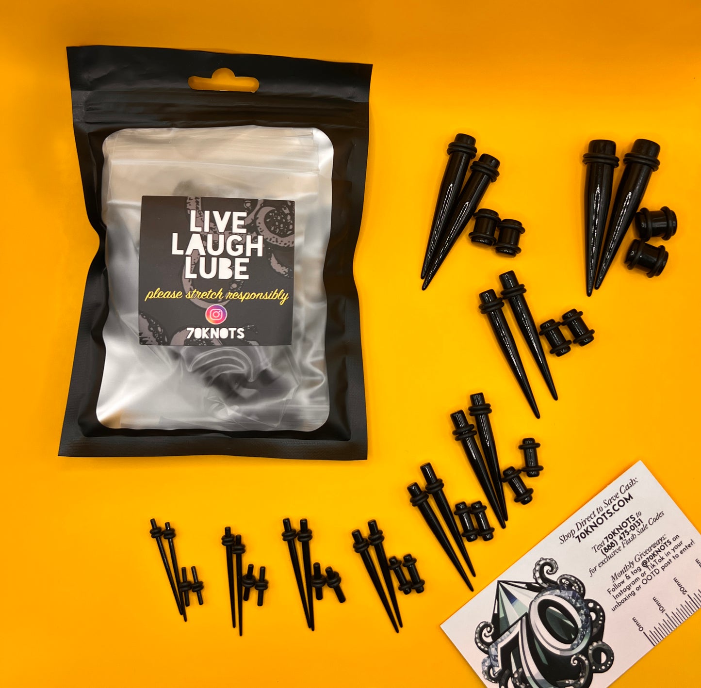 36 Piece Taper Kit: 14G (1.6mm) to 00G (10mm), Black UV Acrylic Set
