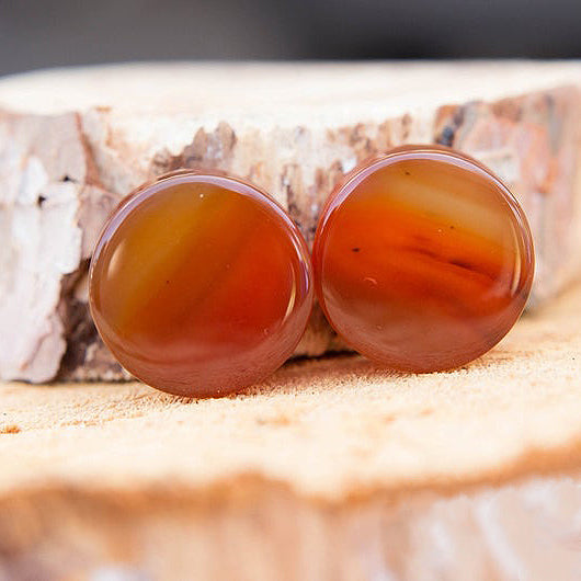 Red Agate Double Flared Plugs, Pair - 70 Knots