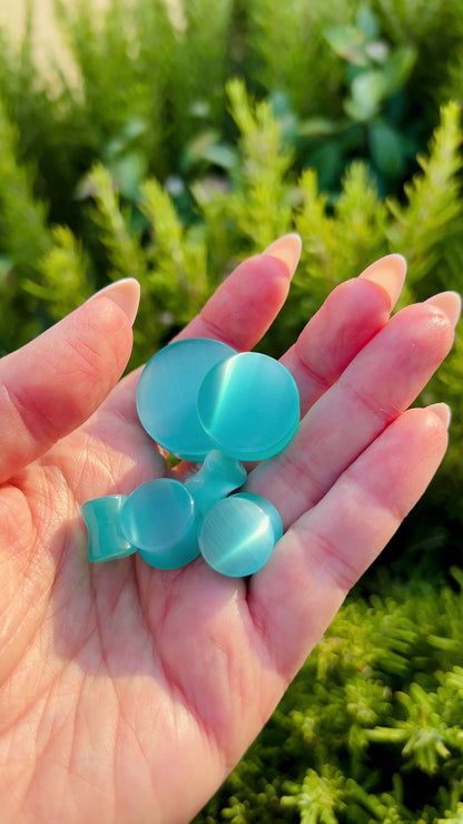 Tropez Blue Cat Eye Plugs, Double Flared Pair