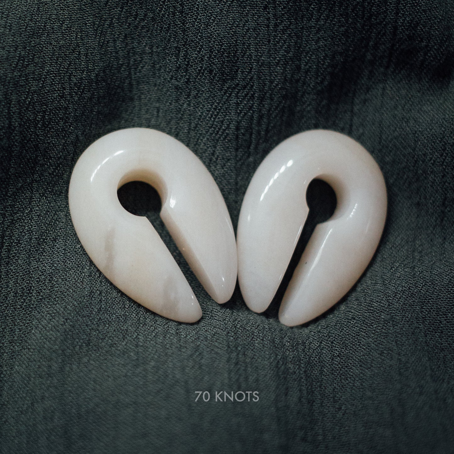 70 Knots Hangers - Black Obsidian Stone, White Jade Stone or Opalite Glass Ear Weights - One Size - 70 Knots