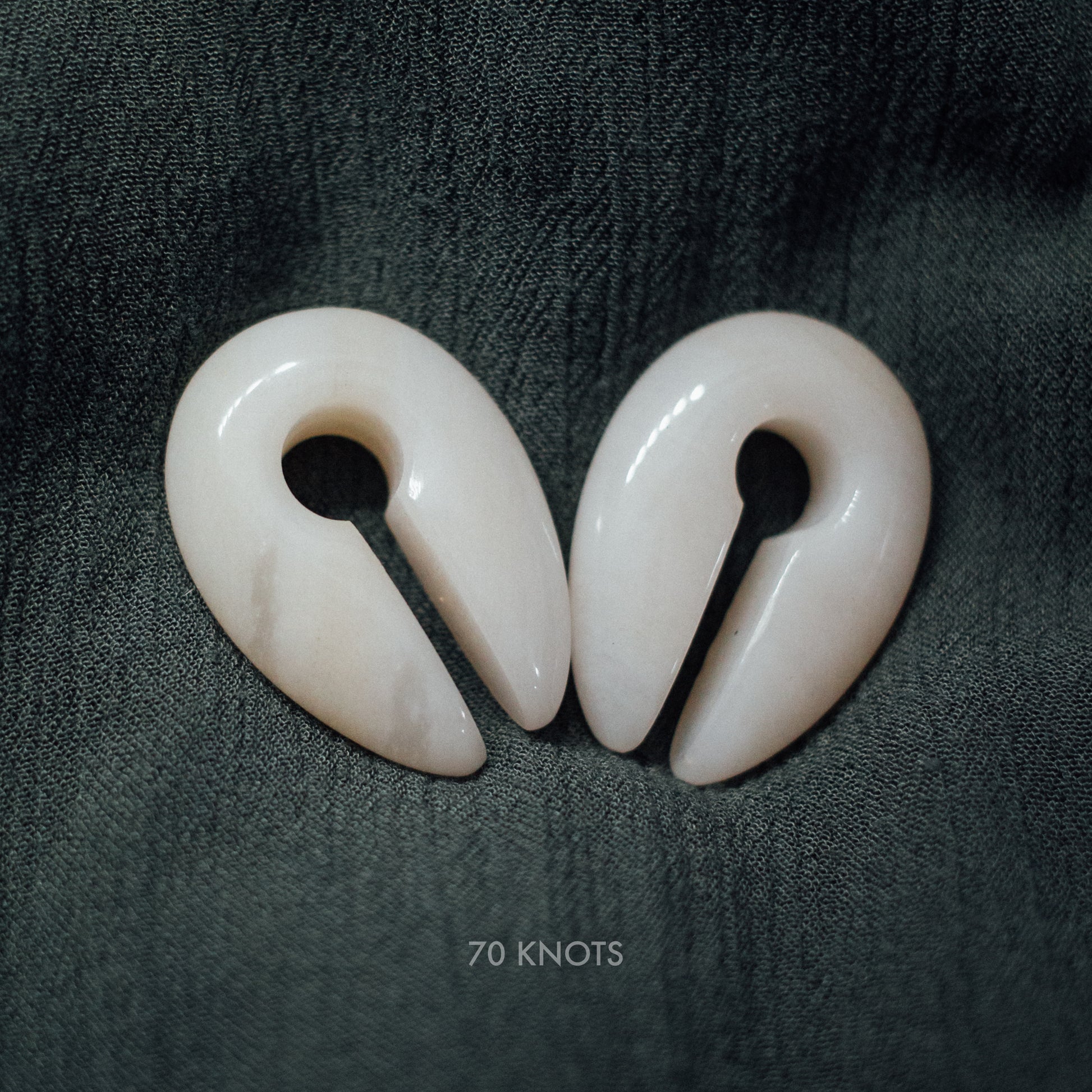 70 Knots Hangers - Black Obsidian Stone, White Jade Stone or Opalite Glass Ear Weights - One Size - 70 Knots