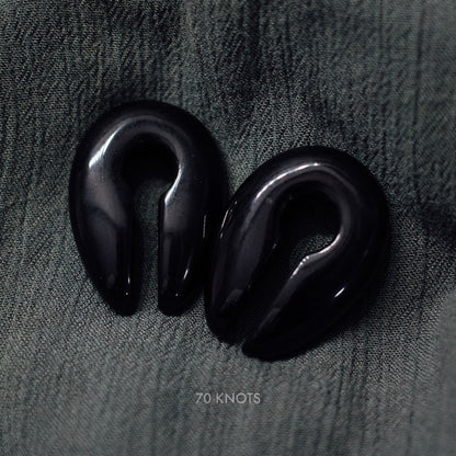 70 Knots Hangers - Black Obsidian Stone, White Jade Stone or Opalite Glass Ear Weights - One Size - 70 Knots