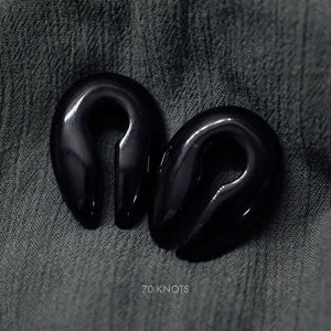 70 Knots Hangers - Black Obsidian Stone, White Jade Stone or Opalite Glass Ear Weights - One Size - 70 Knots