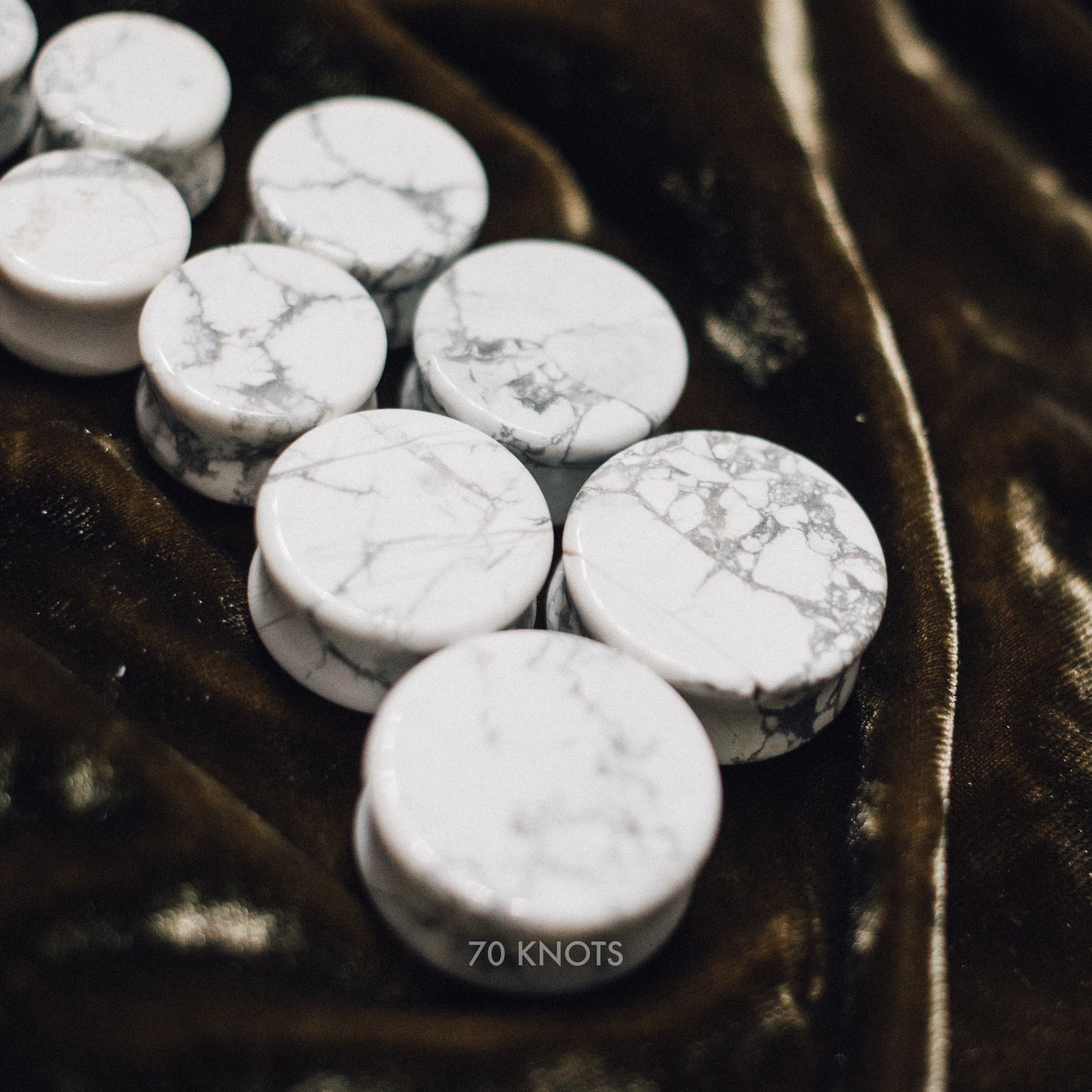 Natural White Howlite Plugs, Double Flared Pair, Organic Plugs - 70 Knots