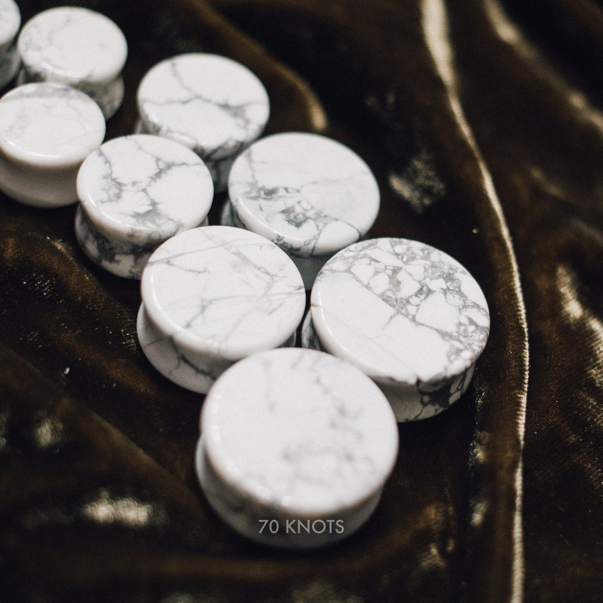 Natural White Howlite Plugs, Double Flared Pair, Organic Plugs - 70 Knots
