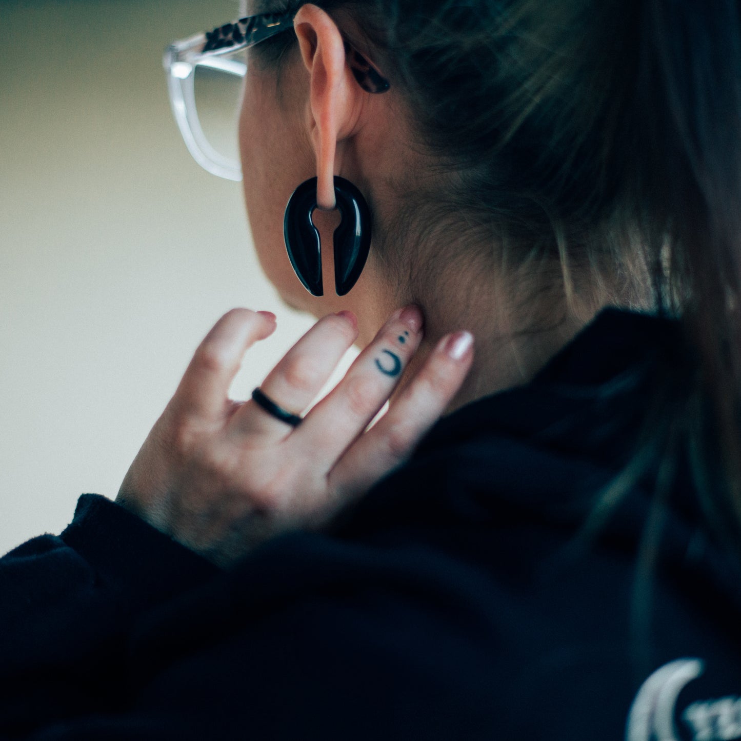 70 Knots Hangers - Black Obsidian Stone, White Jade Stone or Opalite Glass Ear Weights - One Size - 70 Knots
