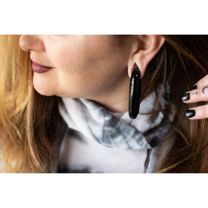 Carved Black Obsidian Ear Weights, Pair - 70 Knots