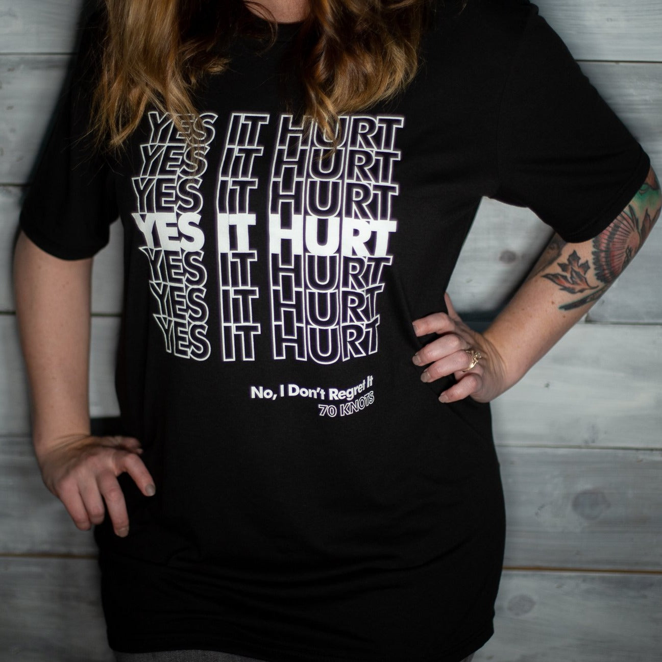 YES IT HURT. NO I DON'T REGRET IT. - 70 Knots Adult Shirt S, M, L, XL Triblend Super Soft Tee - 70 Knots
