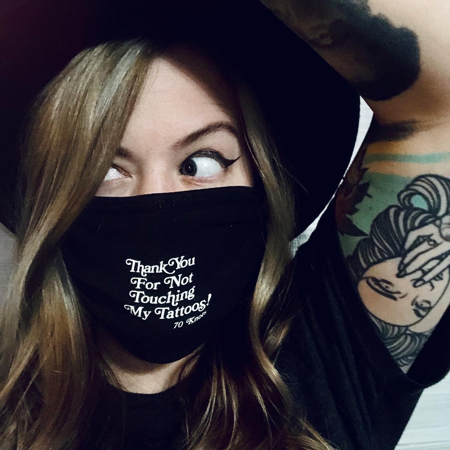 THANK YOU for Not Touching My Tattoos, 3-Ply Cotton Facemask - 70 Knots
