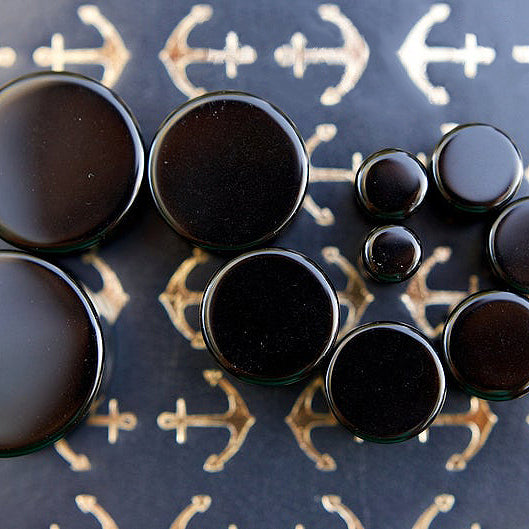 Obsidian Plugs, Double Flared, Pair - 70 Knots