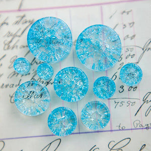 Blue Cracked Glass Double Flared Plugs, Pair - 70 Knots