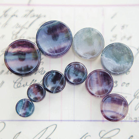 Concave Rainbow Fluorite Double Flared Plugs, Pair - 70 Knots
