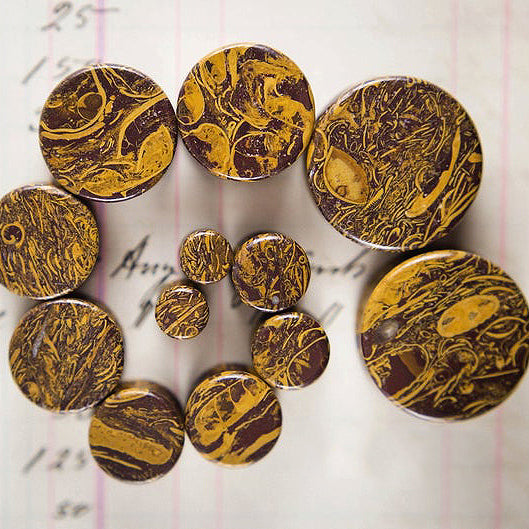 Coquina Jasper Double Flared Plugs, Pair - 70 Knots