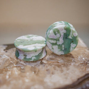 Peace Jade Double Flared Plugs, Pair - 70 Knots