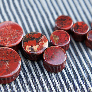 Poppy Jasper Double Flared Plugs, Pair - 70 Knots