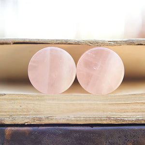 Rose Quartz Double Flared Plugs, Pair - 70 Knots