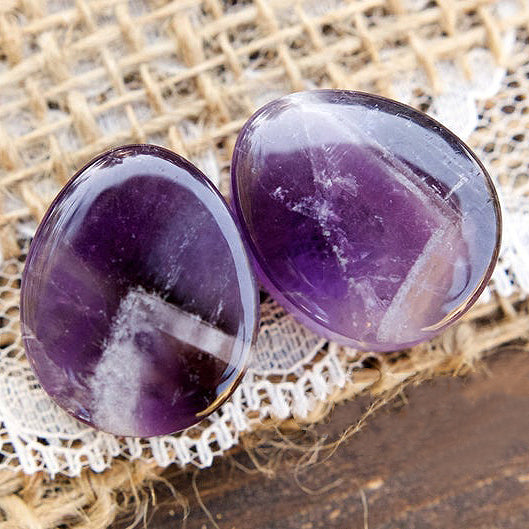 Teardrop Amethyst Double Flared Plugs, Pair - 70 Knots