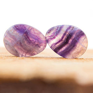 Teardrop Rainbow Fluorite Plugs, Double Flared Organic - 70 Knots