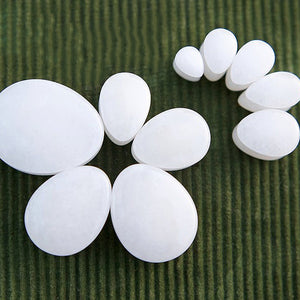 Teardrop White Quartz Plugs, Double Flared Organic - 70 Knots