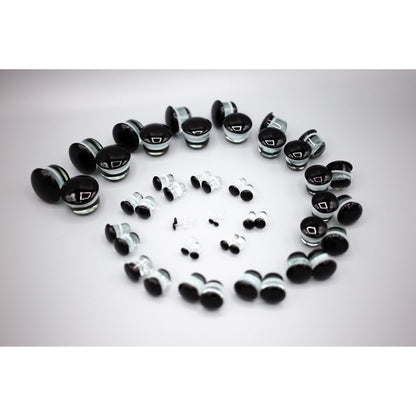 Glass Single Flared Plug Pair, Black:  2mm to 25mm for Dead Stretching or Daily Wear - 70 Knots