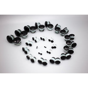 Glass Single Flared Plug Pair, Black:  2mm to 25mm for Dead Stretching or Daily Wear - 70 Knots