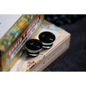 Glass Single Flared Plug Pair, Black: 2mm to 25mm for Dead Stretching or Daily Wear
