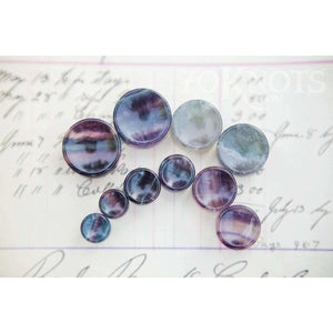 Concave Rainbow Fluorite Double Flared Plugs, Pair - 70 Knots