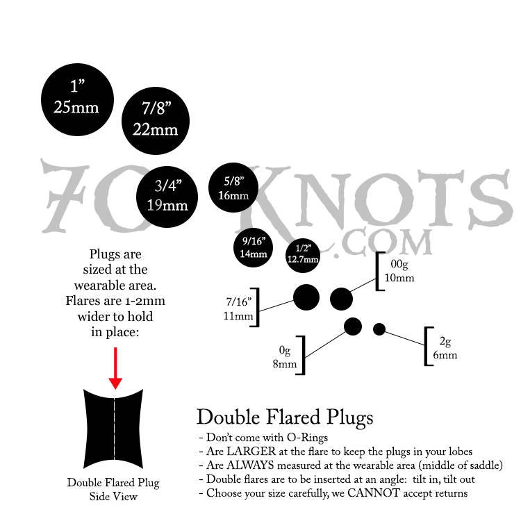 Rainbow Fluorite Double Flared Plugs, Pair - 70 Knots