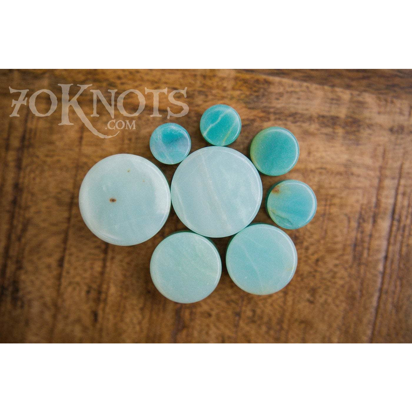 Amazonite Double Flared Plugs, Pair - 70 Knots