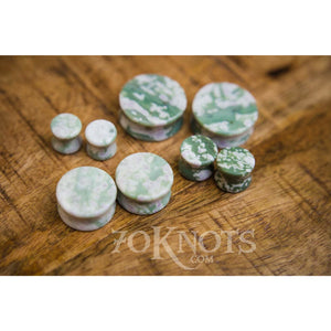 Peace Jade Double Flared Plugs, Pair - 70 Knots