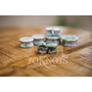 Peace Jade Double Flared Plugs, Pair - 70 Knots