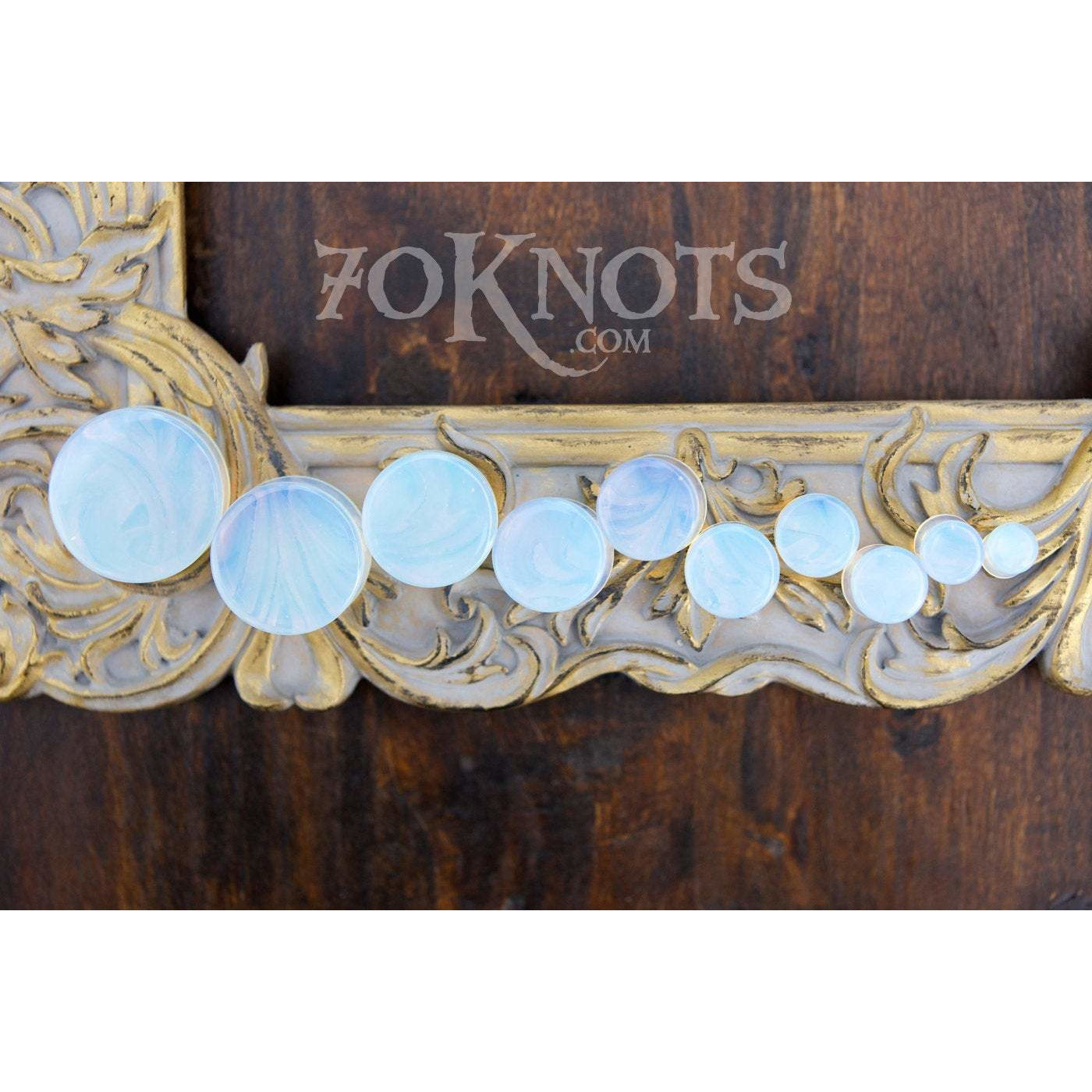Opalite Double Flared Plugs, Pair - 70 Knots