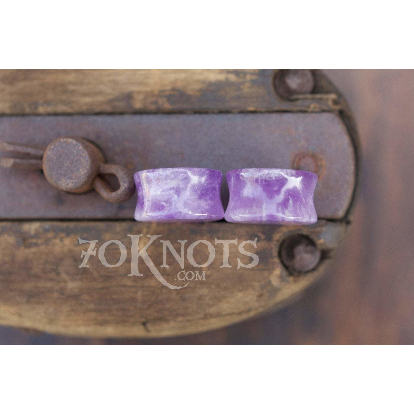 Amethyst Double Flared Plugs, Pair - 70 Knots