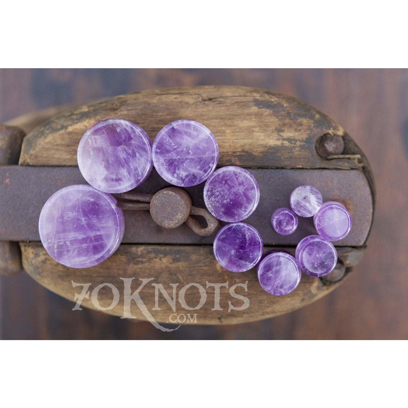 Amethyst Double Flared Plugs, Pair - 70 Knots