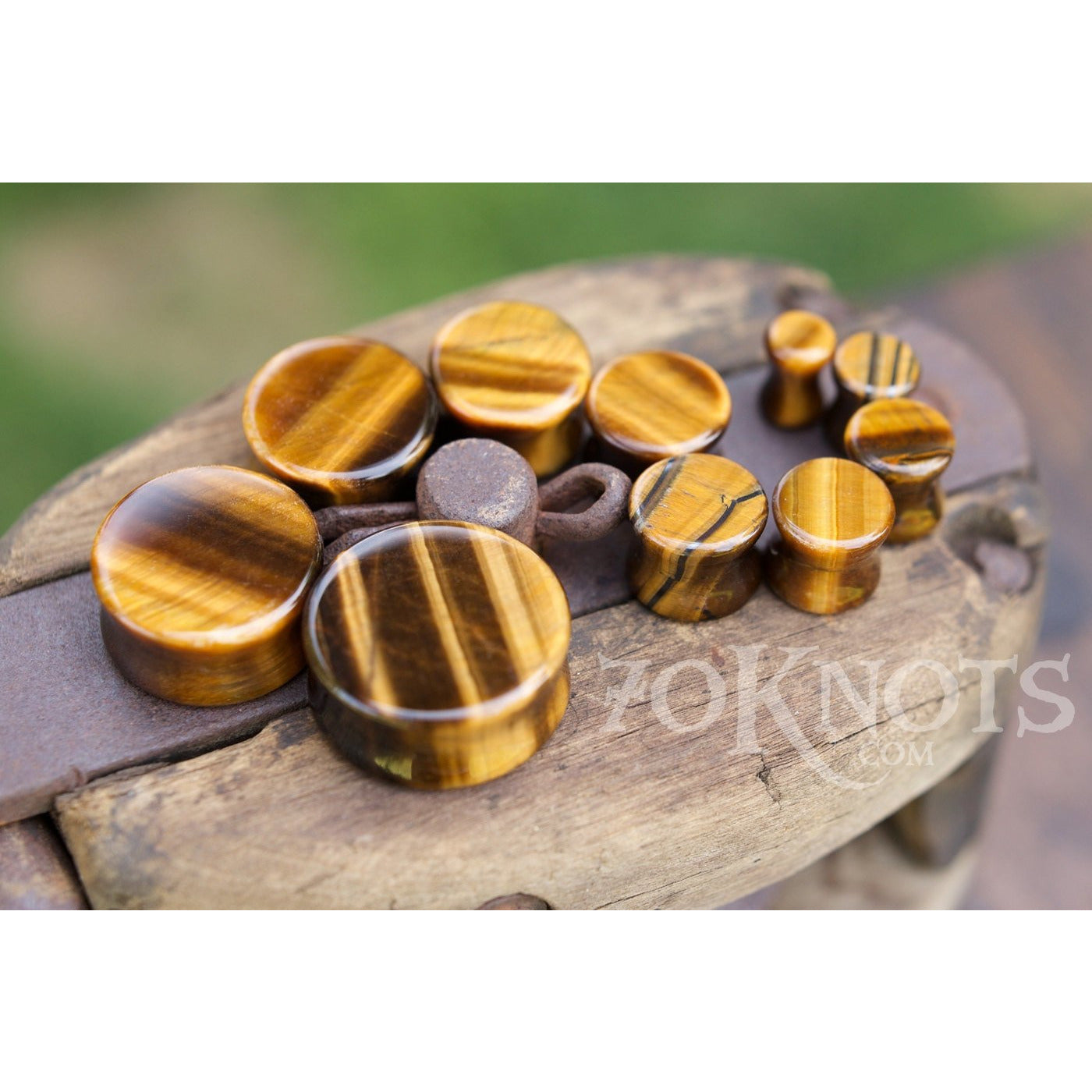 Tigers Eye Double Flared Plugs, Pair - 70 Knots