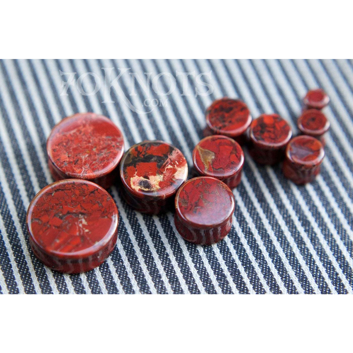 Poppy Jasper Double Flared Plugs, Pair - 70 Knots