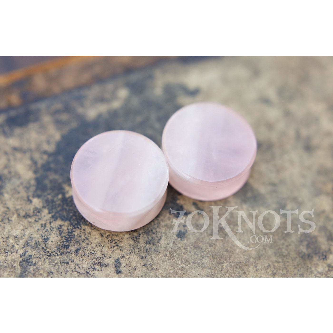 Rose Quartz Double Flared Plugs, Pair - 70 Knots