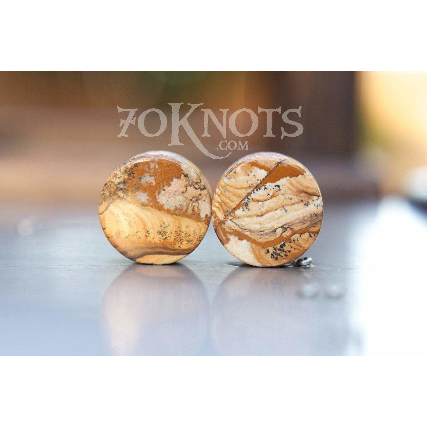 Picture Jasper Double Flared Plugs, Pair - 70 Knots