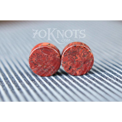 Poppy Jasper Double Flared Plugs, Pair - 70 Knots