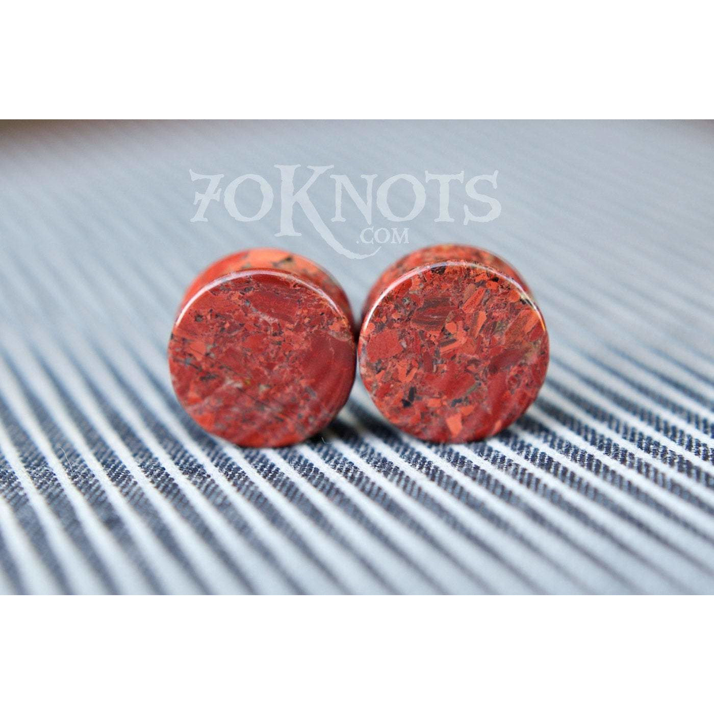 Poppy Jasper Double Flared Plugs, Pair - 70 Knots