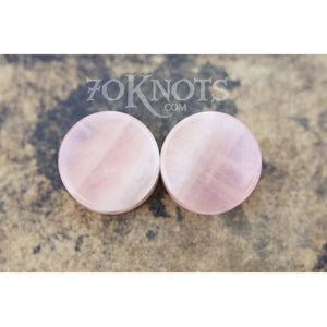 Rose Quartz Double Flared Plugs, Pair - 70 Knots