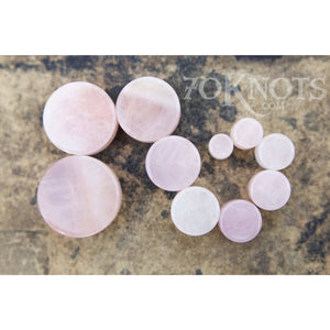 Rose Quartz Double Flared Plugs, Pair - 70 Knots