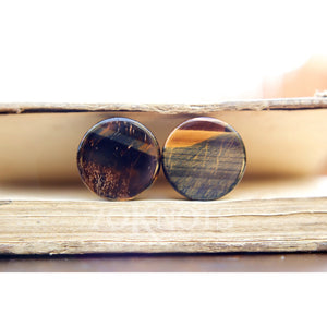 Blue Tigers Eye Double Flared Plugs, Pair - 70 Knots