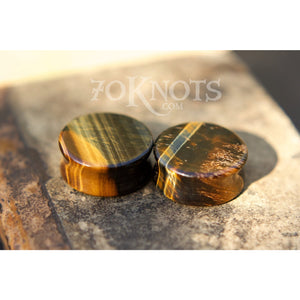 Blue Tigers Eye Double Flared Plugs, Pair - 70 Knots