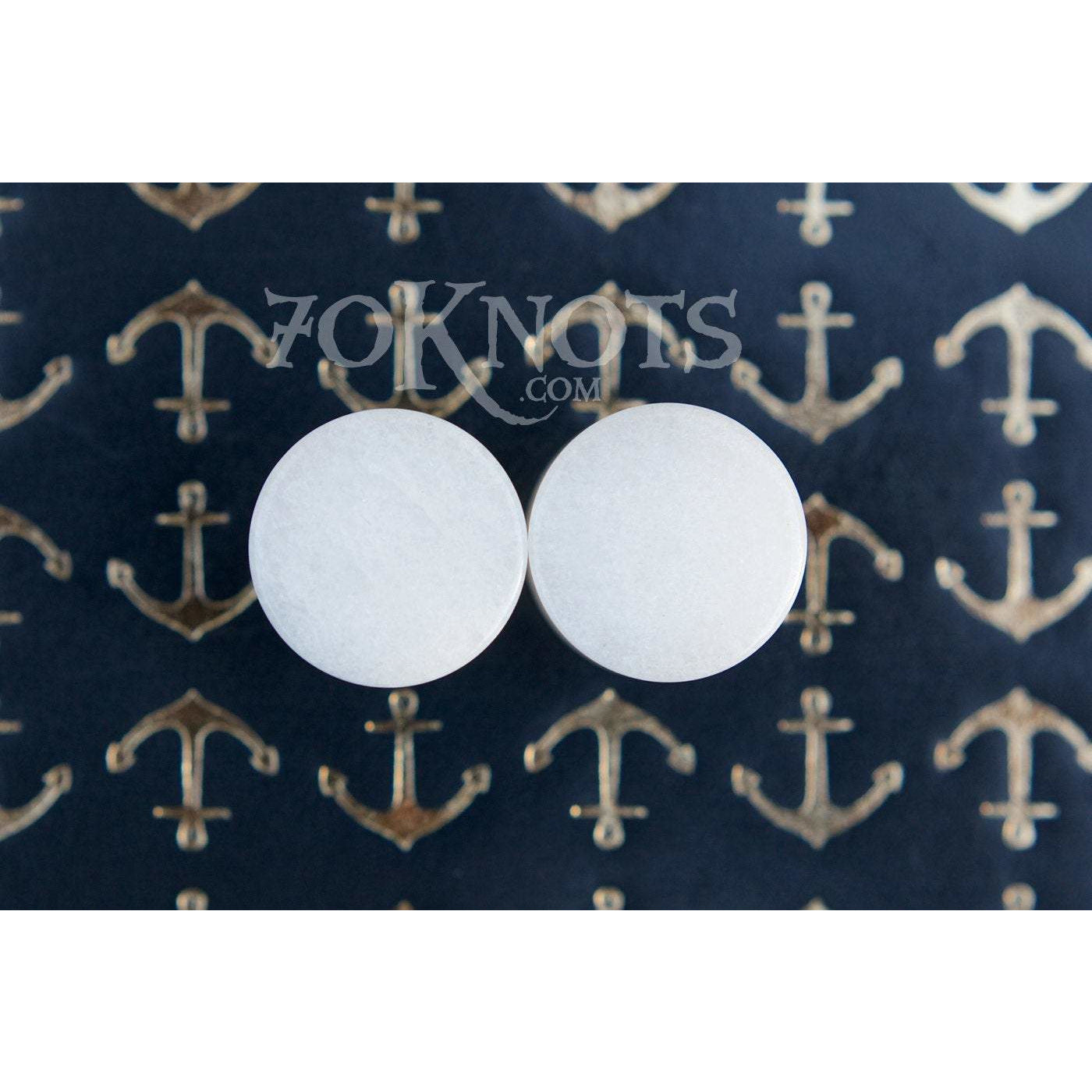 White Quartz Double Flared Plugs, Pair - 70 Knots