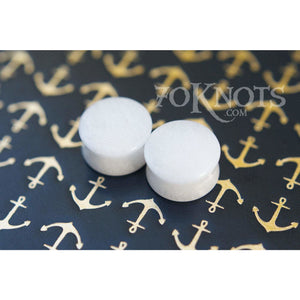 White Quartz Double Flared Plugs, Pair - 70 Knots