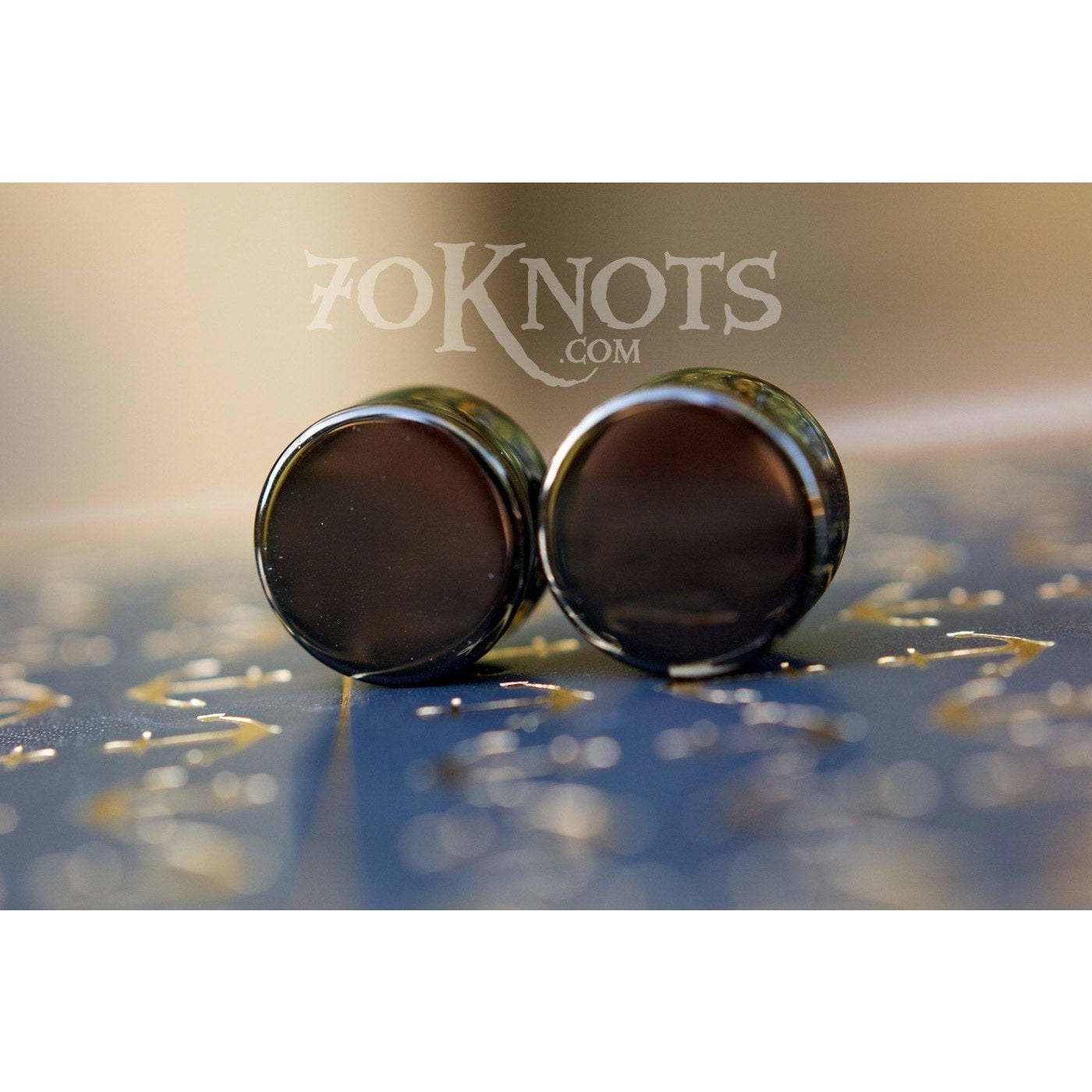 Obsidian Plugs, Double Flared, Pair - 70 Knots
