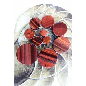 Red Tigers Eye Double Flared Plugs, Pair - 70 Knots
