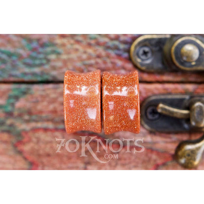 Goldstone Galaxy Double Flared Plugs, Pair - 70 Knots