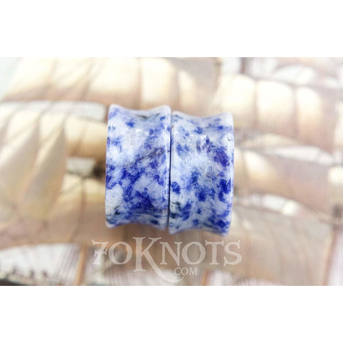 Brazilian Sodalite Double Flared Plugs, Pair - 70 Knots